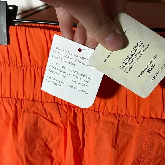 NEW Fabletics Orange Ultra High-Rise Piped Short, Small, Pockets+Wide Waist Band - Picture 7 of 10